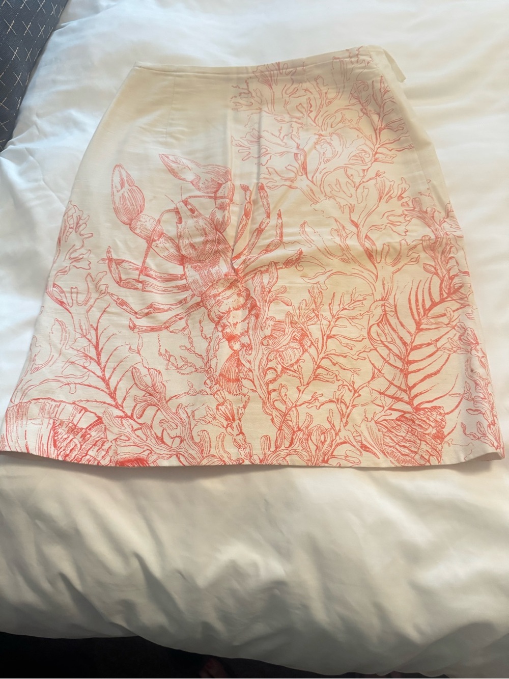 Anthropologie HD in Paris Cream Skirt with Pink Stitch Detail